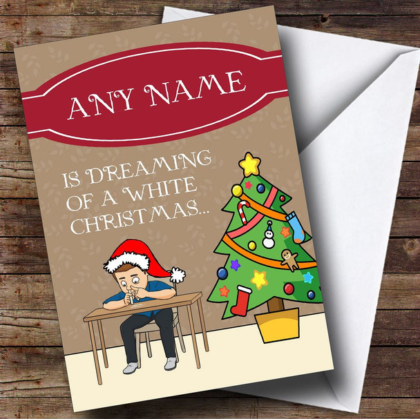 Funny White Christmas Male Customised Christmas Card