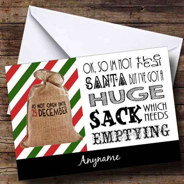 Funny Santa's Huge Sack Customised Christmas Card