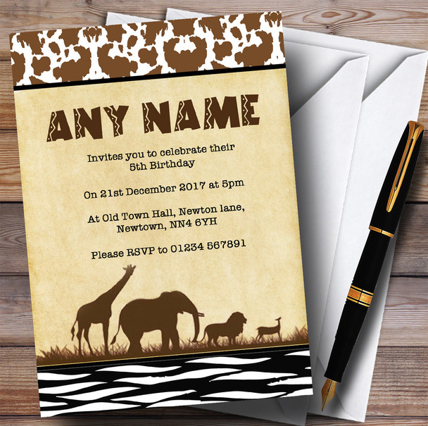 Jungle Safari Animal Print Children's Birthday Party Invitations