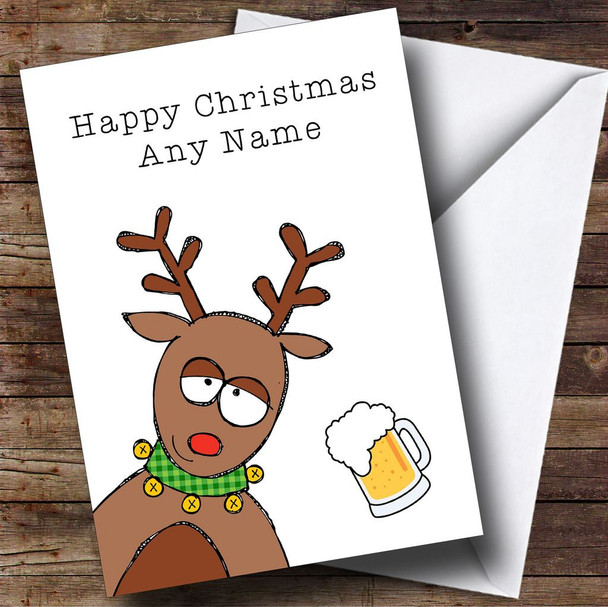 Drunk Reindeer Customised Christmas Card