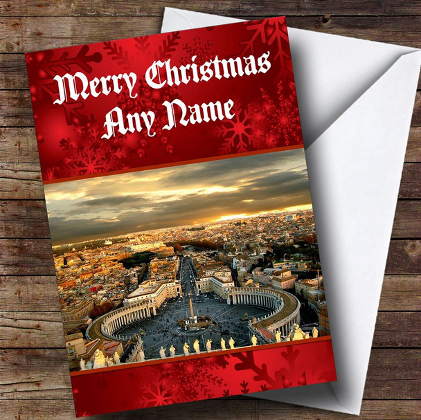 Rome St Peters Square Italy Customised Christmas Card