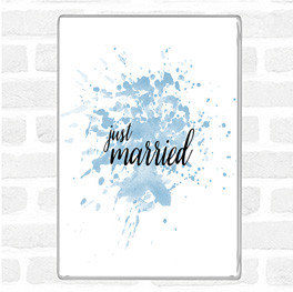 Blue White Just Married Inspirational Quote Magnet