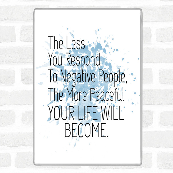 Blue White Less You Respond Inspirational Quote Magnet