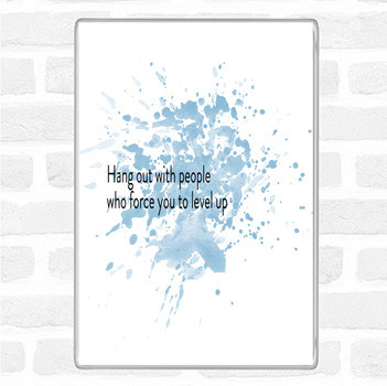 Blue White Level Up Inspirational Quote Magnet