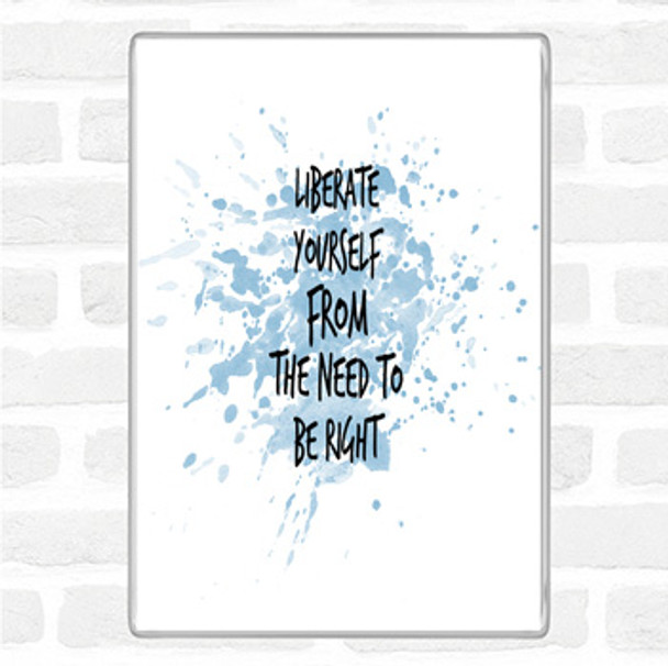 Blue White Liberate Yourself Inspirational Quote Magnet
