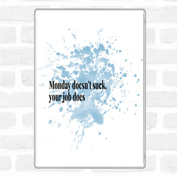 Blue White Monday Doesn't Suck Inspirational Quote Magnet