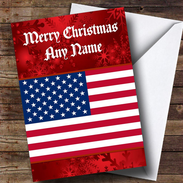 American Flag Usa Customised Christmas Card