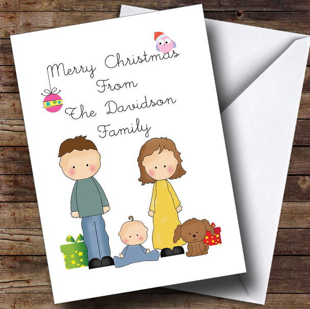 From Our Family Boy Baby Dog Customised Christmas Card