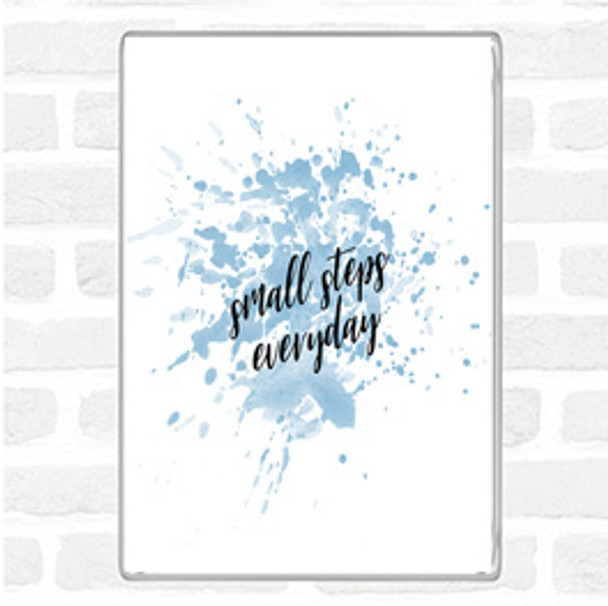 Blue White Small Steps Inspirational Quote Magnet