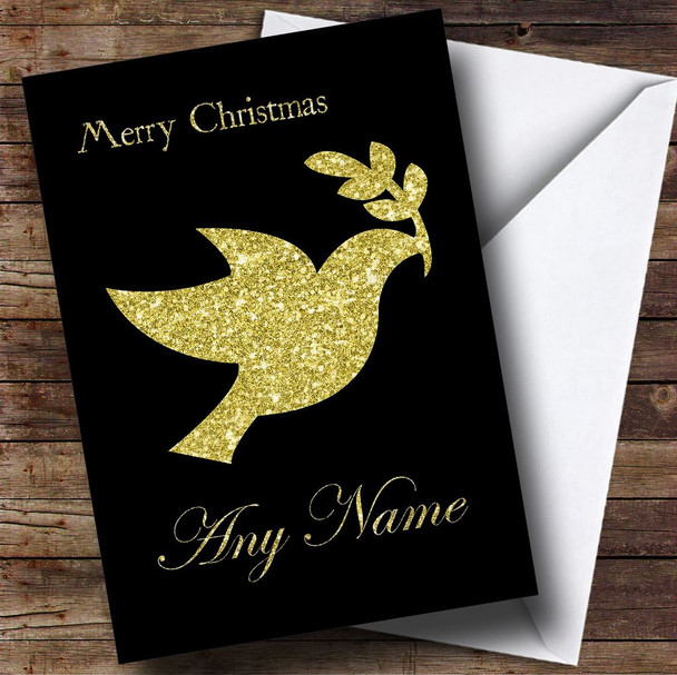Black & Gold Peace Dove Customised Christmas Card