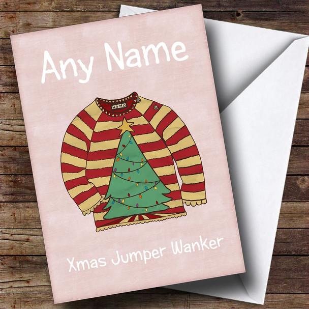 Xmas Tree Jumper Pale Pink Customised Christmas Card