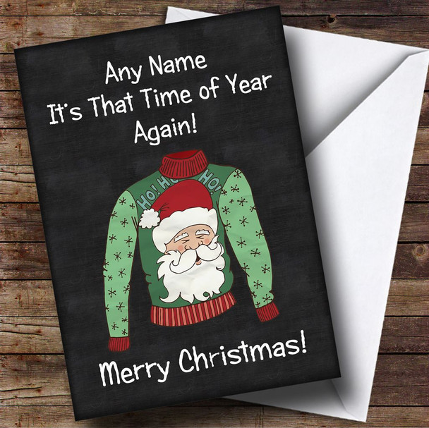 Santa Jumper Black Customised Christmas Card