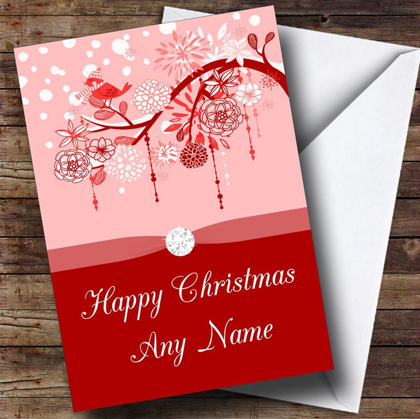Red Xmas Bird Customised Christmas Card
