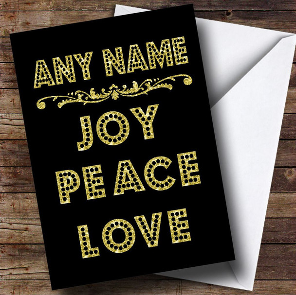 Joy Peace Love Customised Christmas Card