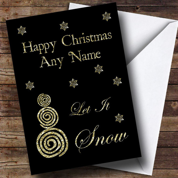 Golden Snowflakes Customised Christmas Card