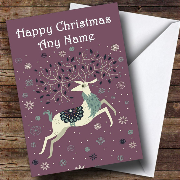 Purple Reindeer Christmas Card Customised