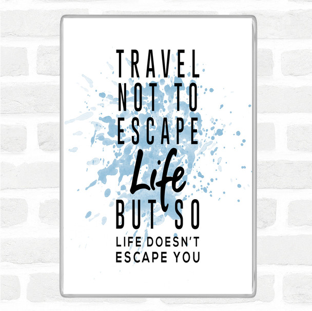 Blue White Escape Life Inspirational Quote Magnet
