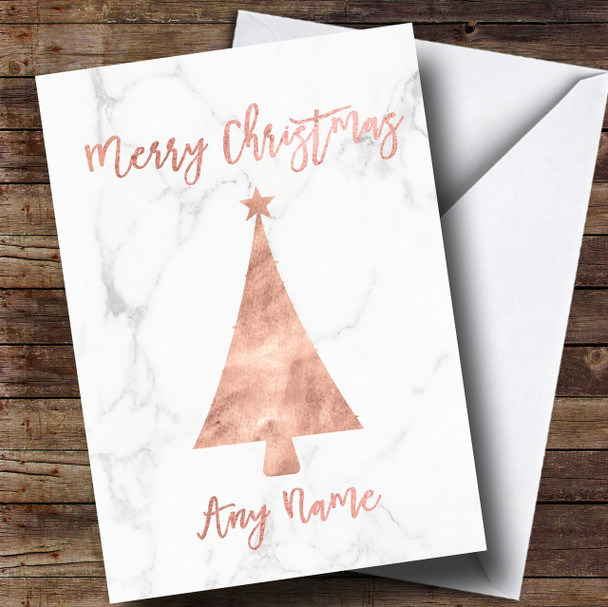 Rose Gold Marble Tree Customised Christmas Card