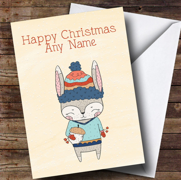Autumn Rabbit Customised Christmas Card