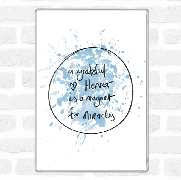 Blue White Grateful Heart Inspirational Quote Magnet