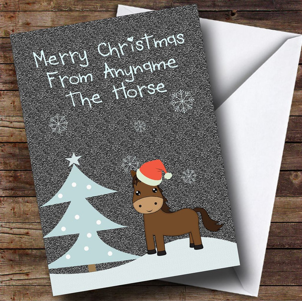 From Or To The Pony Or Horse Customised Christmas Card