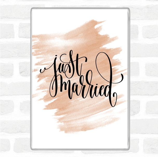 Watercolour Just Married Swirl Quote Magnet