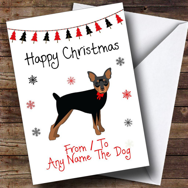 Miniature Pinscher From Or To The Dog Pet Customised Christmas Card