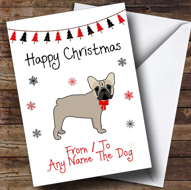 French Bulldog From Or To The Dog Pet Customised Christmas Card