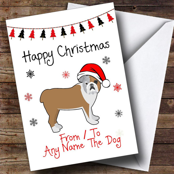 Bulldog From Or To The Dog Pet Customised Christmas Card