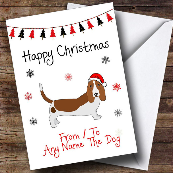 Basset Hound From Or To The Dog Pet Customised Christmas Card