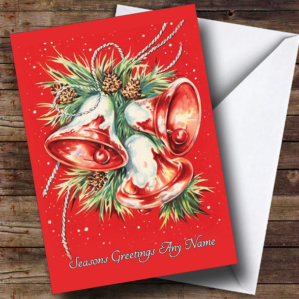 Snowy Bell Vintage Traditional Customised Christmas Card