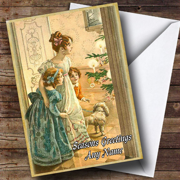 Parisian Family Vintage Traditional Customised Christmas Card