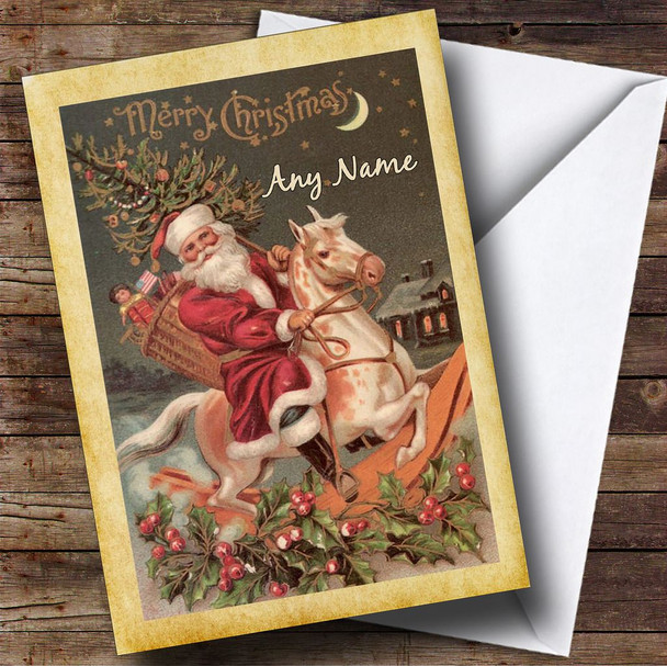 Traditional Vintage Santa Customised Christmas Card