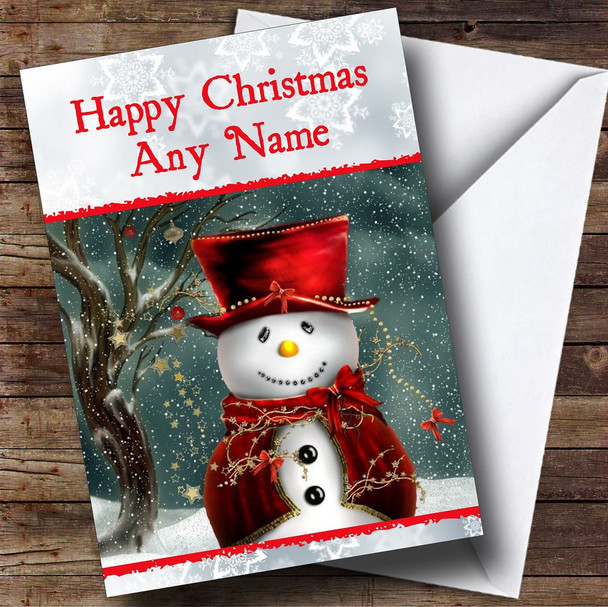 Snowman In Hat Christmas Card Customised