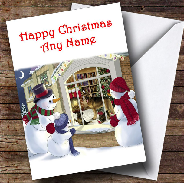 Snowman And Dog Christmas Card Customised
