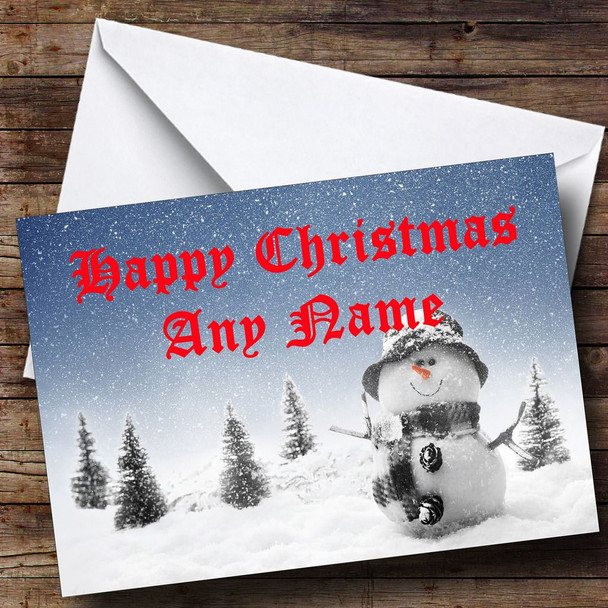 Snowing Snowman Christmas Card Customised