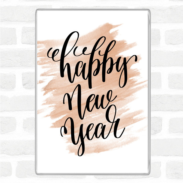 Watercolour Christmas Happy New Year Quote Magnet