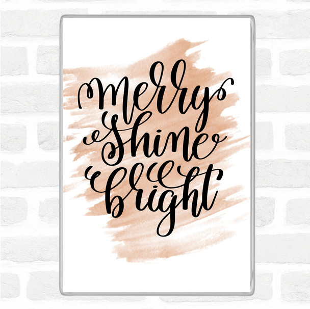 Watercolour Christmas Merry Shine Bright Quote Magnet