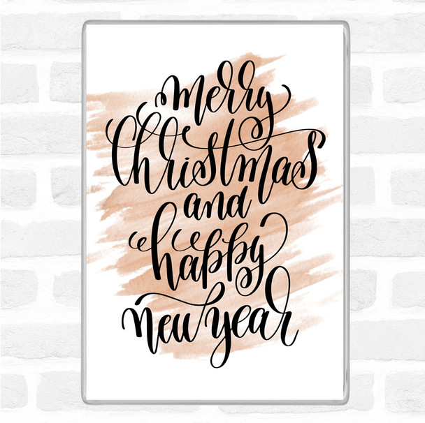 Watercolour Christmas Merry Xmas New Year Quote Magnet