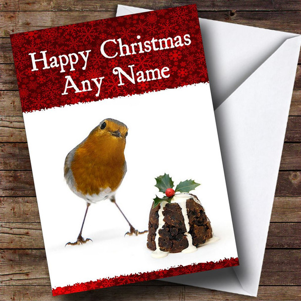 Red Robin And Pudding Christmas Card Customised