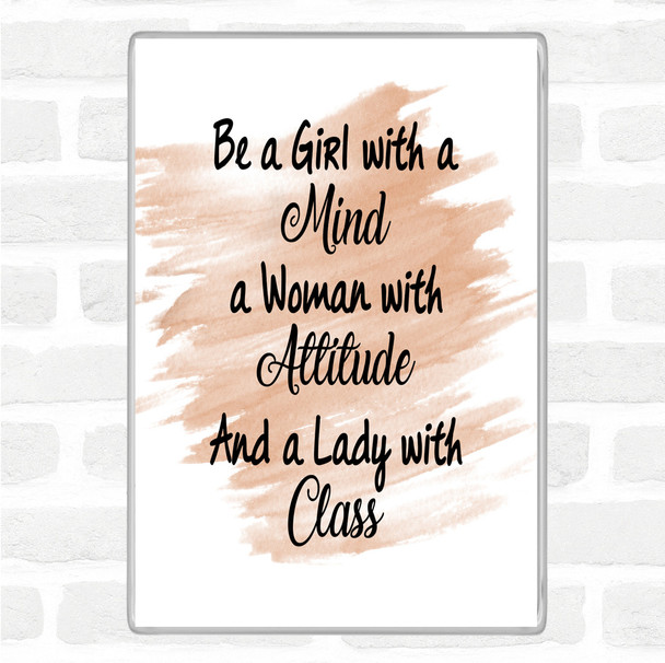Watercolour Girl With A Mind Quote Magnet