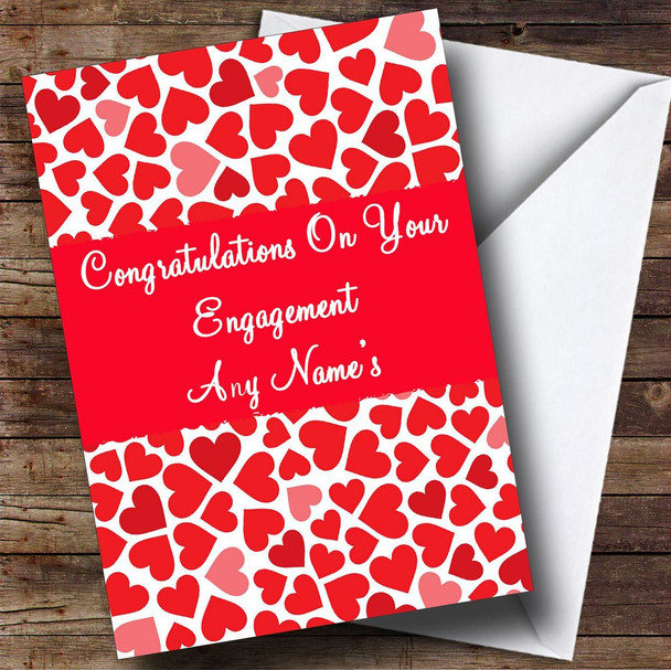 Pink And Red Love Hearts Customised Engagement Card