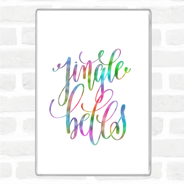 Christmas Jingle Bells Rainbow Quote Magnet