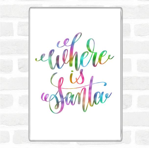 Christmas Where Is Santa Rainbow Quote Magnet