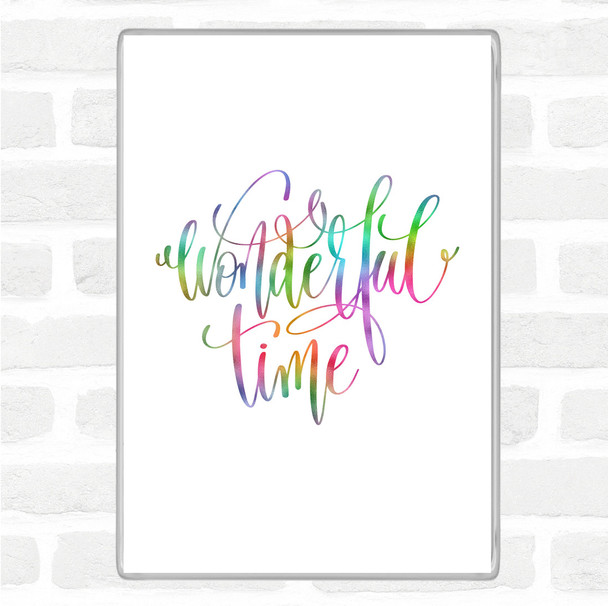 Christmas Wonderful Time Rainbow Quote Magnet