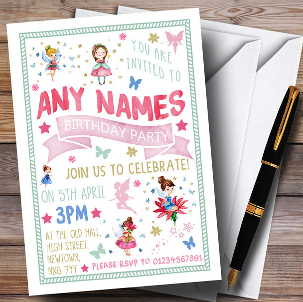 Pretty Little Fairy Children's Birthday Party Invitations