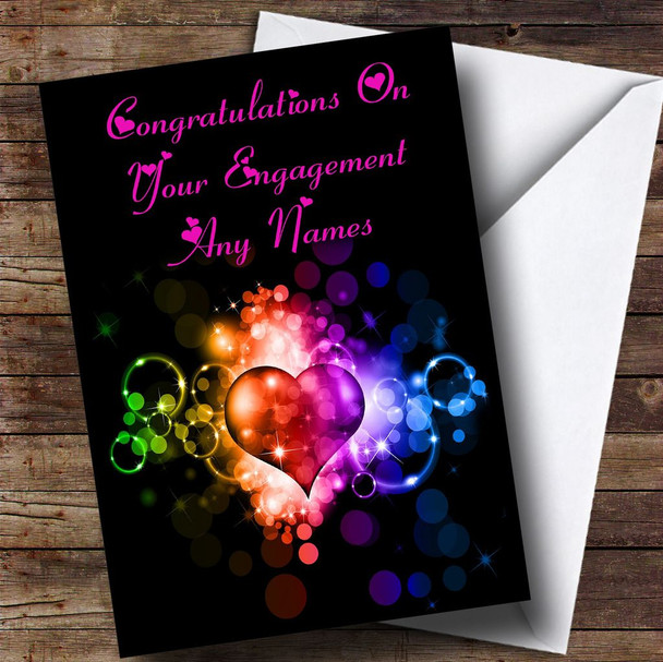 Colourful Love Heart Romantic Customised Engagement Card