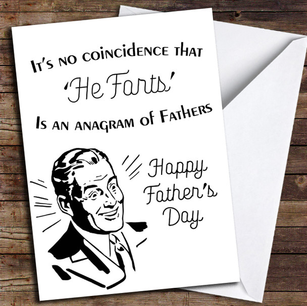 Anagram He Farts Fathers Customised Father's Day Card