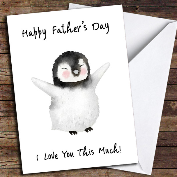 Cute Love You Penguin Customised Father's Day Card