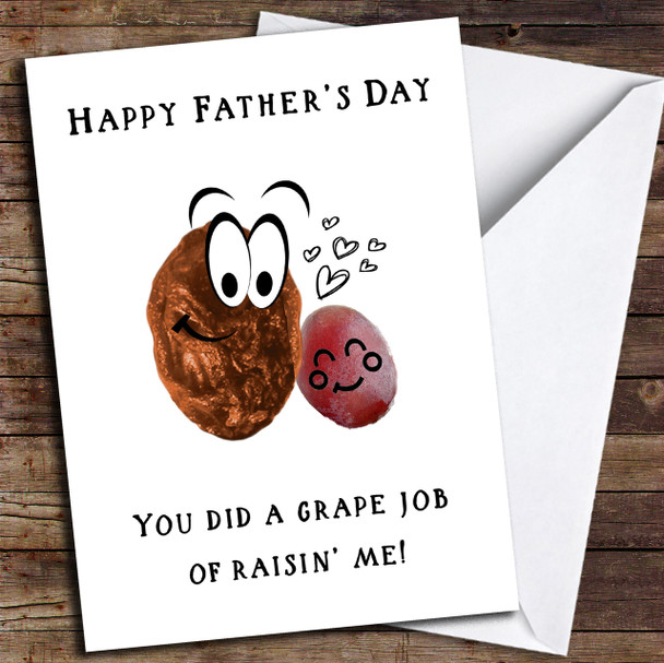 Funny Cute Pun Raisin Grape Dad Stepdad Customised Father's Day Card